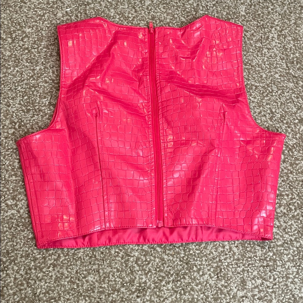NWT 7 For All Mankind Faux Crocodile Crop Top - Picture 2 of 5